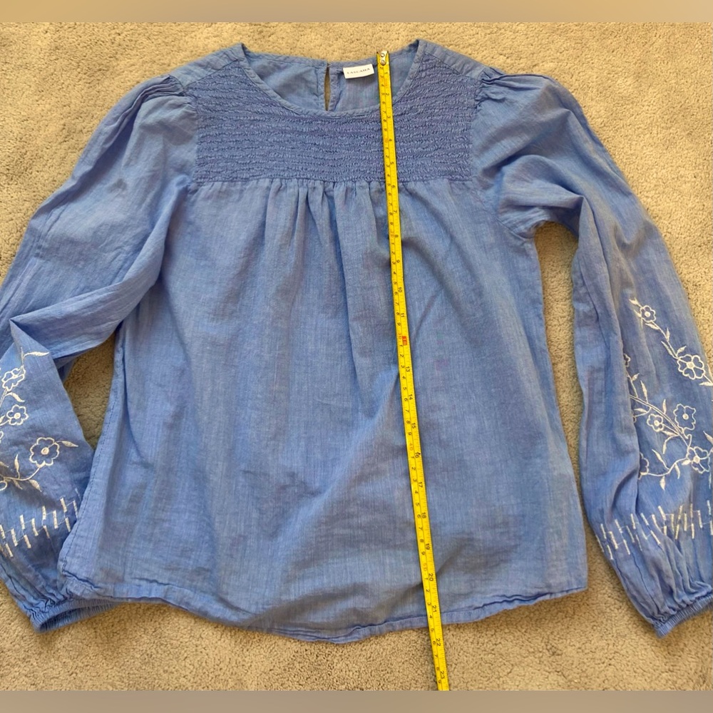 100% Cotton Embroidered Chambray color light blue too